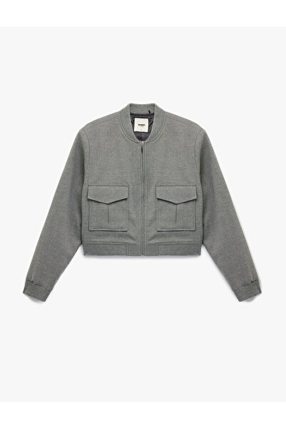 Koton Bomber bunda s dlouhým rukávem a detaily kapsy na límci
