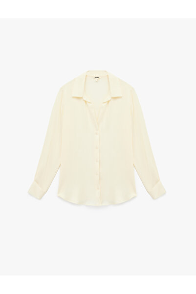 Koton Regular Fit Uzun Kollu Klasik Yaka Saten Gömlek