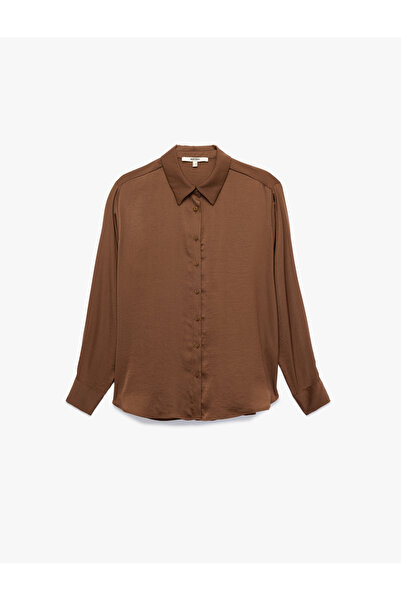 Koton Cămașă clasică din satin cu mânecă lungă cu guler