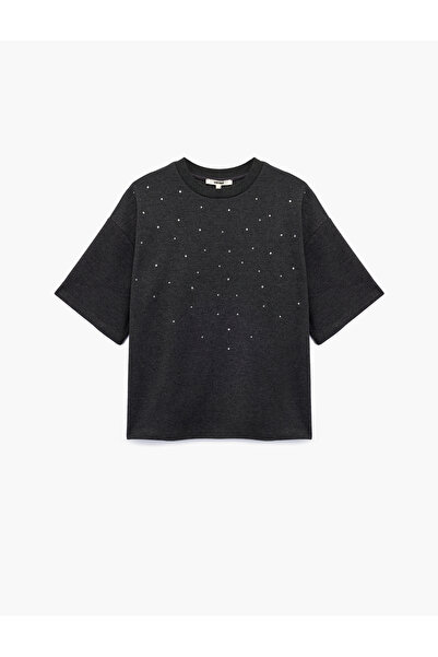 Koton Μπλουζάκι με κοντό μανίκι και λεπτομέρεια από πέτρα