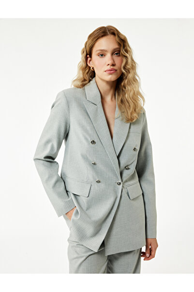 Koton Μακρυμάνικο μπουφάν με διπλό στήθος με τσέπες με κουμπιά