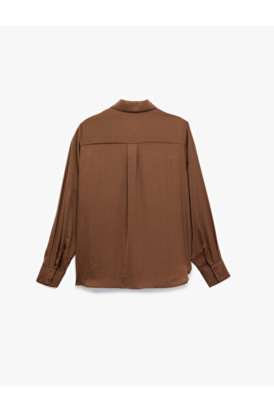 Koton Cămașă clasică din satin cu mânecă lungă cu guler