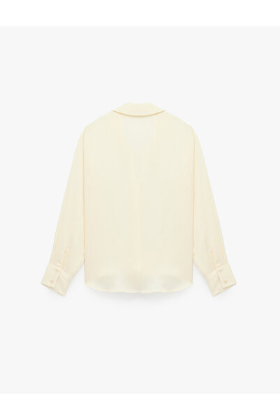 Koton Regular Fit Uzun Kollu Klasik Yaka Saten Gömlek