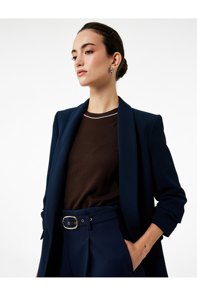 Koton Κρεπ ύφασμα Regular Fit Shawl γιακά 3/4 μανίκια Blazer Jacket