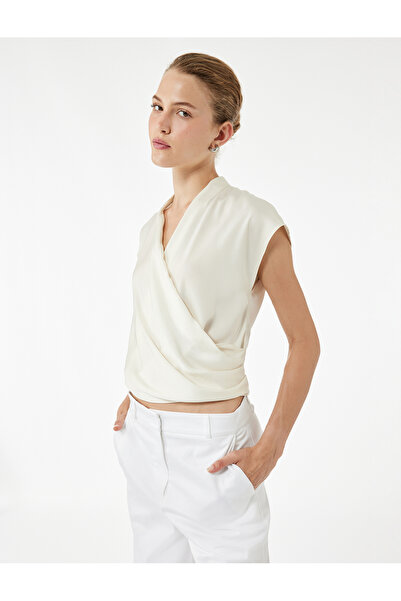 Koton Regular Fit Flowy Draped Sleeveless Double Breasted Blouse