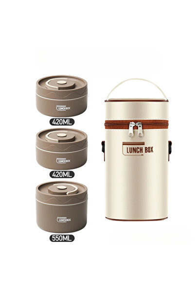 Choice Deep coffee 3set Insulated Lunch Box, Portable 3 Separate Stackable Mi...