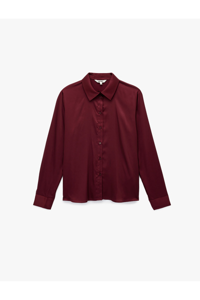 Koton Регулярна кройка, с копчета, дълъг ръкав, сатенена риза