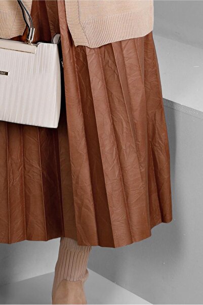 Alvina PİLELİ SUNİ DERİ ETEK 60348