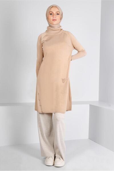 Alvina Turtleneck Knitwear Tunic - Buttoned, Model 43113