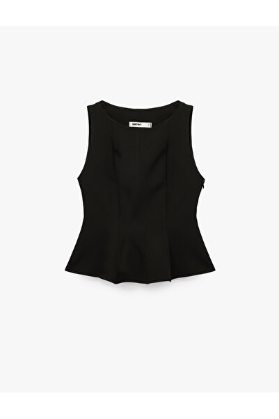 Koton Crew Neck Sleeveless Peplum Blouse