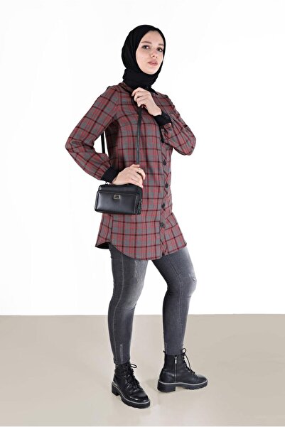 Alvina BUTTONED POCKET DETAILED PLAID TUNIC 42359