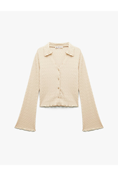 Koton Bürümcük Πανί Κλασικό Πέτο Ισπανικό μακρυμάνικο μπλουζάκι με κουμπιά