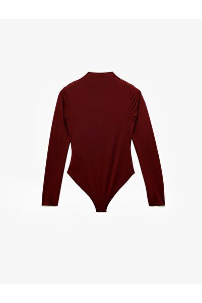 Koton Slim Fit Ελαφρύ γιακά με ντραπέ Λεπτομερές μακρυμάνικο κορμάκι