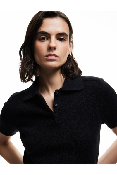 Koton Πλεκτό πουλόβερ με κοντό μανίκι με κουμπιά