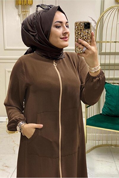 TRENDTESETTÜR WOMEN'S TAN ZIPPERED CUFFS WITH ELASTIC PANTS SUIT T 90047