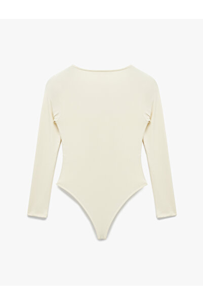 Koton Μακρυμάνικο κορμάκι με τετράγωνο λαιμόκοψη και λεπτή εφαρμογή με κουμπωτά κουμπώματα