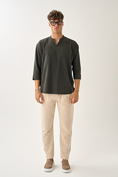 Dechers Ανδρικό πουκάμισο Fakir με λαιμόκοψη V με άνετο 100% βαμβακερό πουκάμισο E211