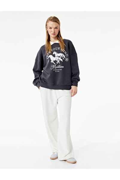 Koton Gray Women's Sweatshirt 6Wal10157Ik