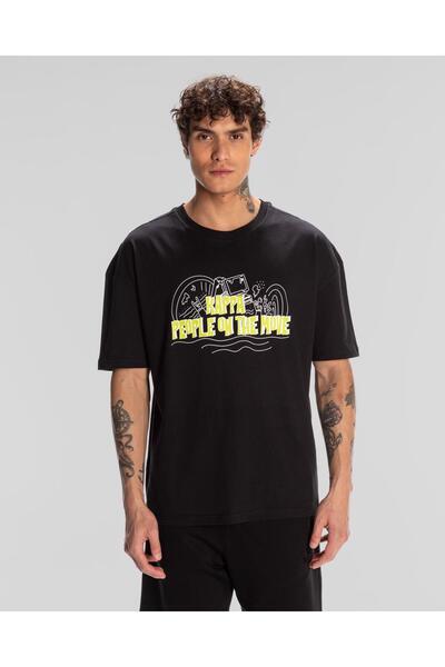 Kappa Logo Fred Men's Black Round Neck T-Shirt
