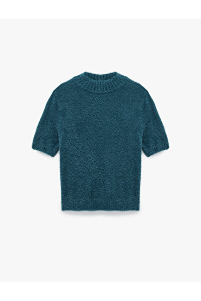 Koton Tricotaj cu mânecă scurtă, cu guler înalt, ușor, pulover de pluș