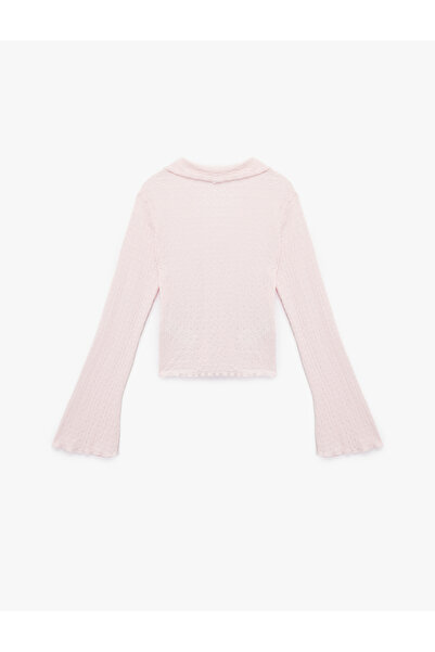 Koton Bürümcük Fabric Classic Collar Slim Fit Buttoned Spanish Long Sleeve T-Shirt