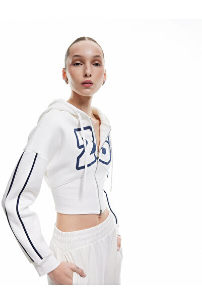 Koton Bedrucktes Kapuzen-Sweatshirt mit Kapuze und detailliertem Korsettdetai...