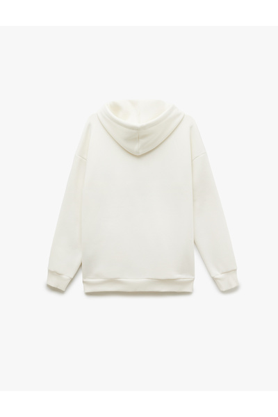 Koton Printed Three Thread Raised Hooded Oversize Sweatshirt