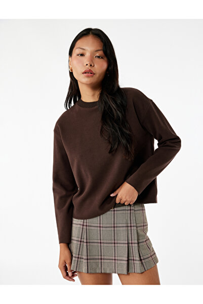 Koton Μπλουζάκι με μακρυμάνικο λαιμόκοψη με άνετη εφαρμογή