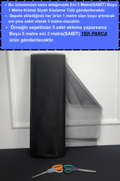 AZREN STORE Siyah Süsleme Tülü, Bohça Tülü Gelin Damat Düğün Konvoy Kapı Vali...