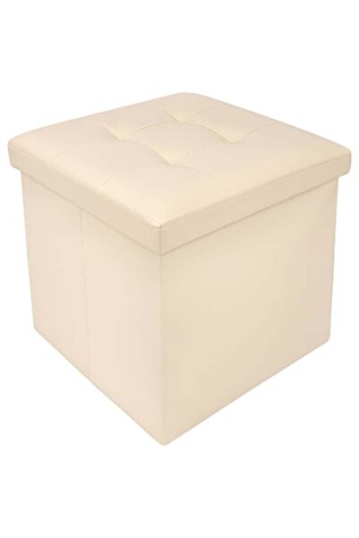 FizioTab Taburet Pliabil cu Spatiu de Depozitare FizioTab®,Piele ecologica,38x38x38 cm, Bej