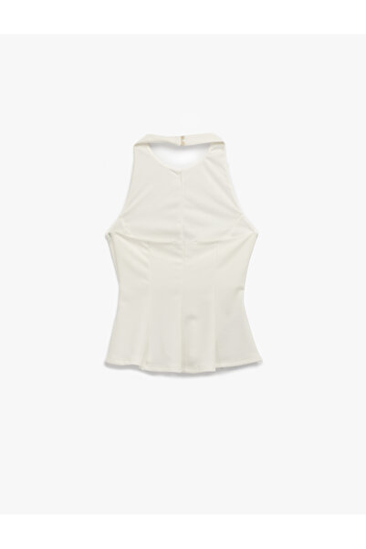 Koton Halter Neck Sleeveless Crepe Peplum Blouse