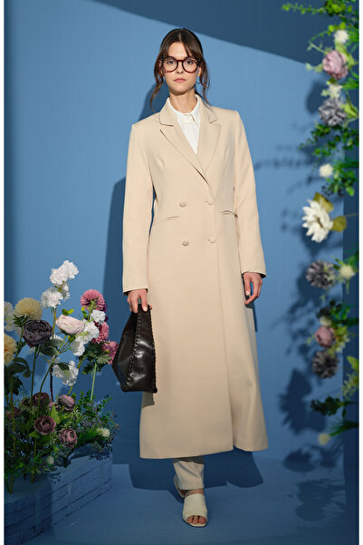 Tam Boy Maksi Ceket Taş