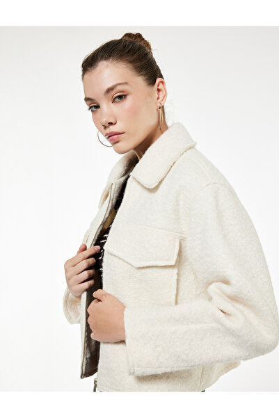 Koton Long Sleeve Zippered Shirt Collar Bomber Coat