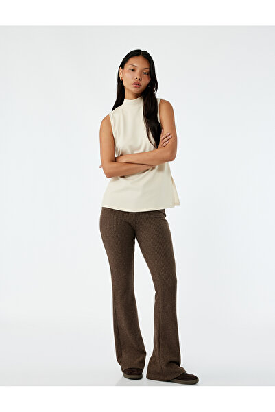 Koton Kaşkorse Kumaş Viskon Karışımlı İspanyol Paça Yüksek Bel Pantolon