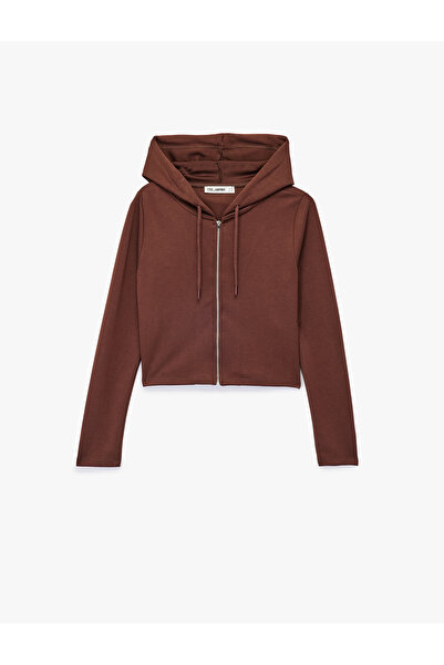 Koton Φούτερ με κουκούλα με φερμουάρ και μακρυμάνικο μοντάλ μεικτό φούτερ