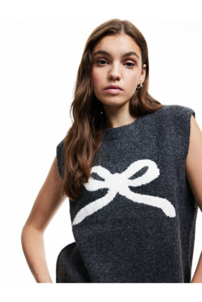 Koton Πλεκτό πουλόβερ χωρίς μανίκια με σχέδιο φιόγκου