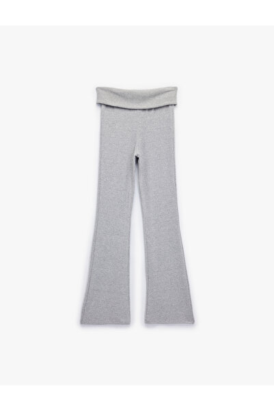 Koton Viscose Blended High Waist Leggings Pants with Spanish Leg