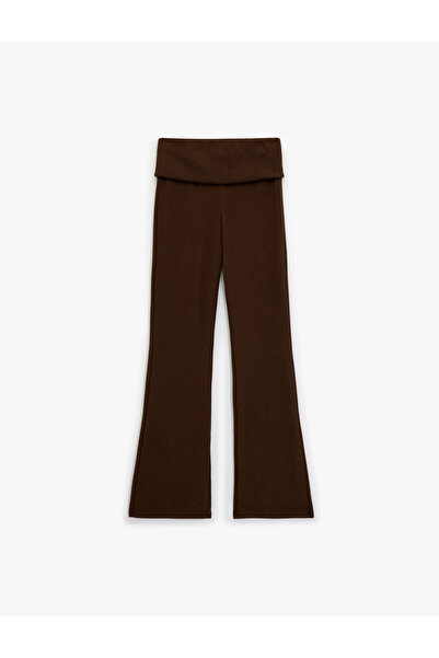 Koton Viscose Blended High Waist Leggings Pants with Spanish Leg