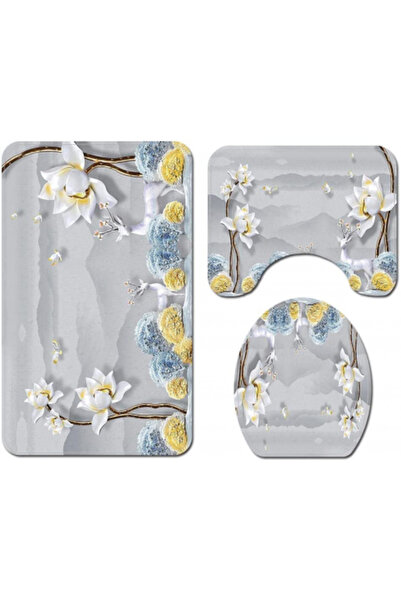 FizioTab Σετ 3 χαλάκια μπάνιου FizioTab, αντιολισθητικά, με σχέδιο αετώματος