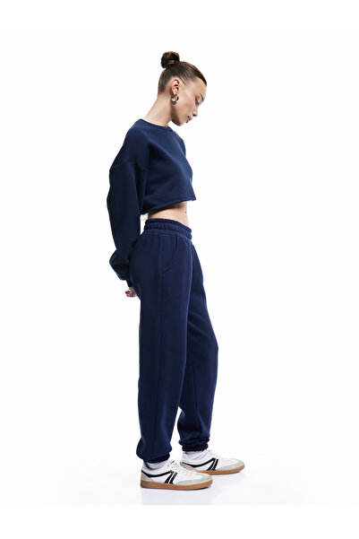 Koton Şardonlu Cepli Beli Lastikli Oversize Jogger Eşofman Altı