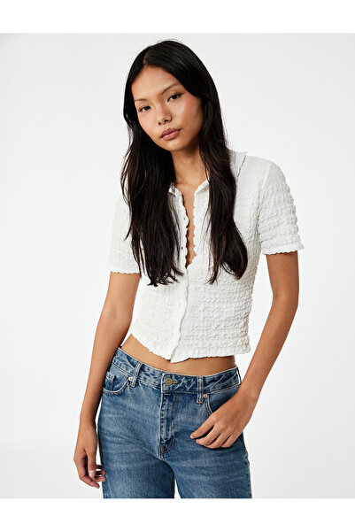 Koton Buttoned Short Sleeve Baby Collar T-Shirt