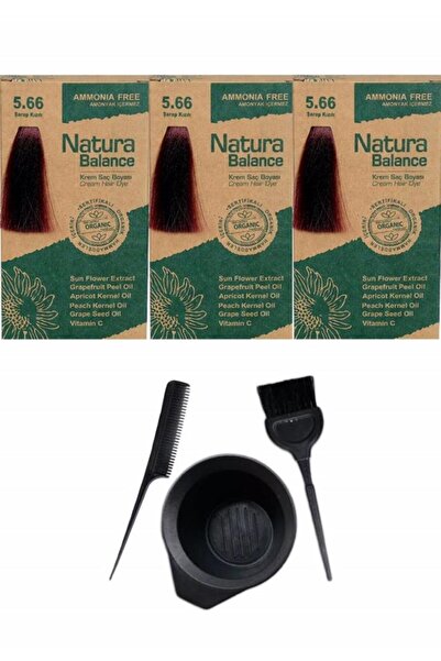 NATURABALANCE NATURA BALANCE SAÇ BOYASI 5.66 ŞARAP KIZILI 3 ADET+SAÇ BOYAMA SETİ