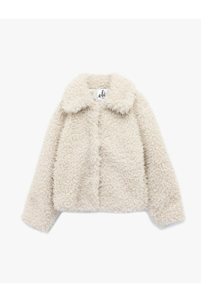 Koton Jachetă de pluș cu mânecă lungă oversize cu guler clasic