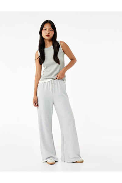 Koton Beli Lastikli Yüksek Bel İspanyol Paça Uzun Eşofman Altı
