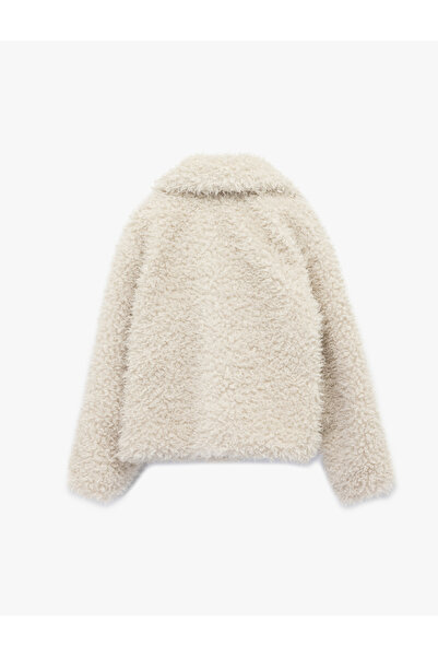 Koton Jachetă de pluș cu mânecă lungă oversize cu guler clasic