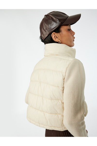 Koton Stand Collar Zipper Long Sleeve Pocket Slim Fit Puffer Jacket