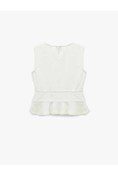 Koton Slim Fit Crew Neck Flounced Bow Sleeveless Top