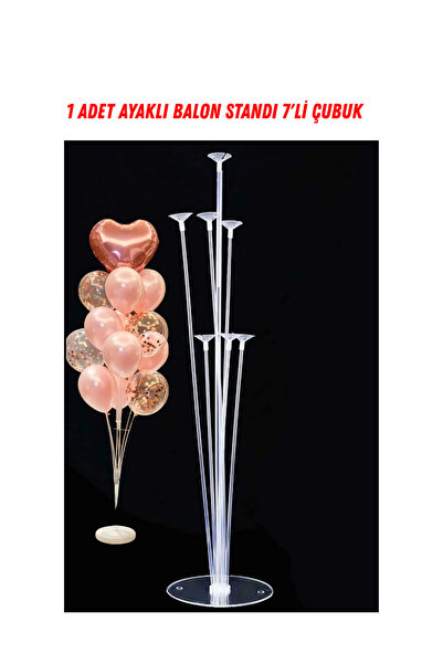 HAPPYLOOPPARTY Balon Süsleme Standı 7'li Çubuklu Ayaklı Balon Standı 1 Adet