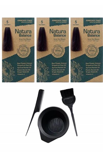 NATURABALANCE NATURA BALANCE SAÇ BOYASI 5 AÇIK KAHVE 3 ADET+SAÇ BOYAMA SETİ