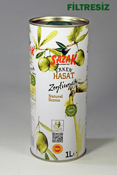 sazak zeytin zeytinyağı Sazak Filtresiz Erken Hasat Soğuk Sıkım Zeytinyağı Te...